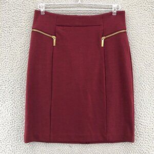 Michael Kors Burgundy Pencil Skirt with Gold Zippers